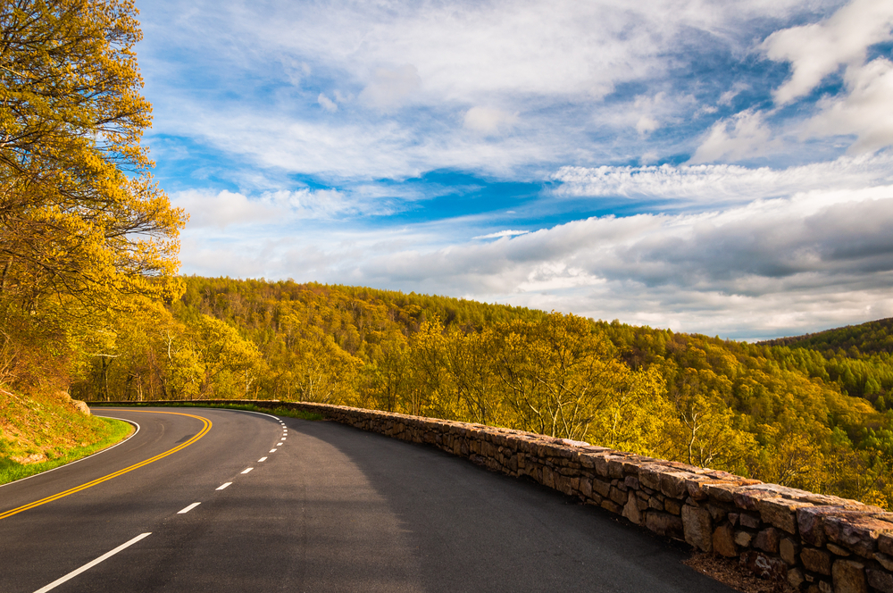 Spring evening on Skyline Drive in Shenandoah National Park, Virginia.